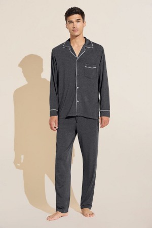 Men Eberjey William TENCEL™ Modal Long PJ Set Pajamas Grey White | HXI20100CI