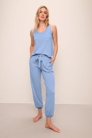 Women Eberjey Aloe Cotton Pants Blue | ODP3295HR