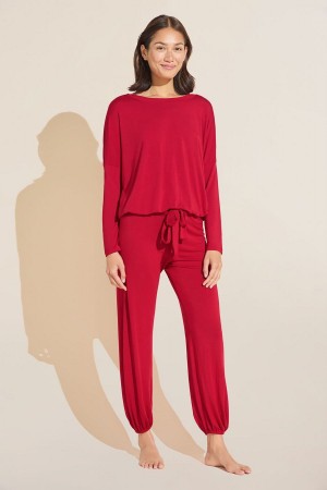 Women Eberjey Gisele TENCEL™ Modal Slouchy Set Pajamas Red | KRE6247YD