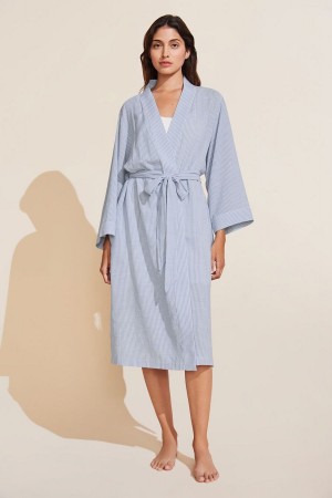 Women Eberjey Nautico Midi Robe Blue | NMC1439DE