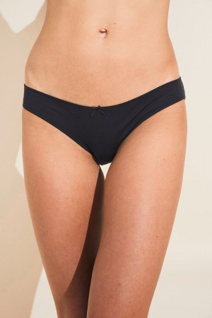 Women Eberjey Pima Stretch Cotton Bikini Panty Black | MIO6565TJ