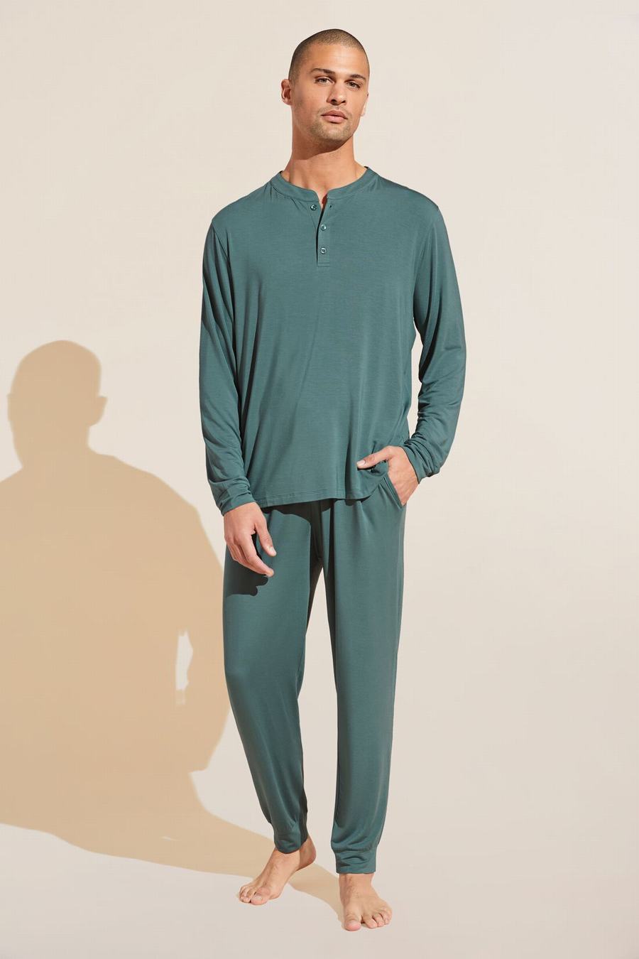 Men Eberjey Henry TENCEL™ Modal Long PJ Set Pajamas Green | BLT1322CU