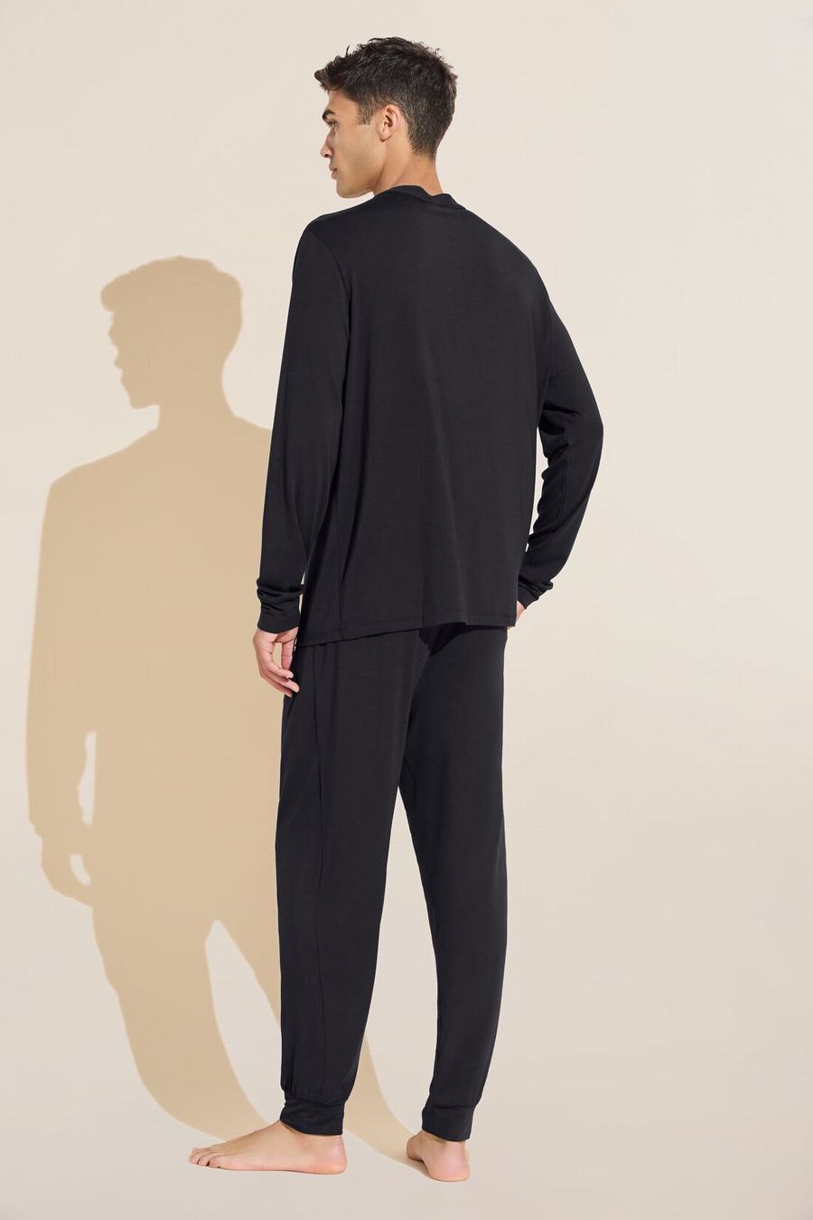 Men Eberjey Henry TENCEL™ Modal Long PJ Set Pajamas Black | HOW623AU