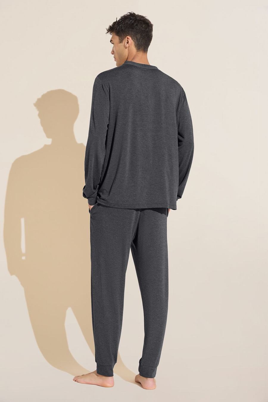 Men Eberjey Henry TENCEL™ Modal Long PJ Set Pajamas Grey | PHQ8914JO