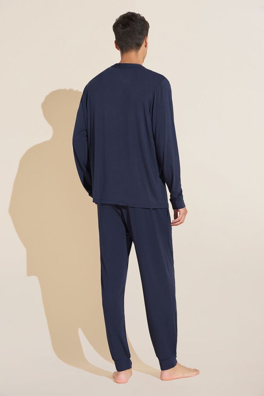 Men Eberjey Henry TENCEL™ Modal Long PJ Set Pajamas Navy | FOZ4918DL