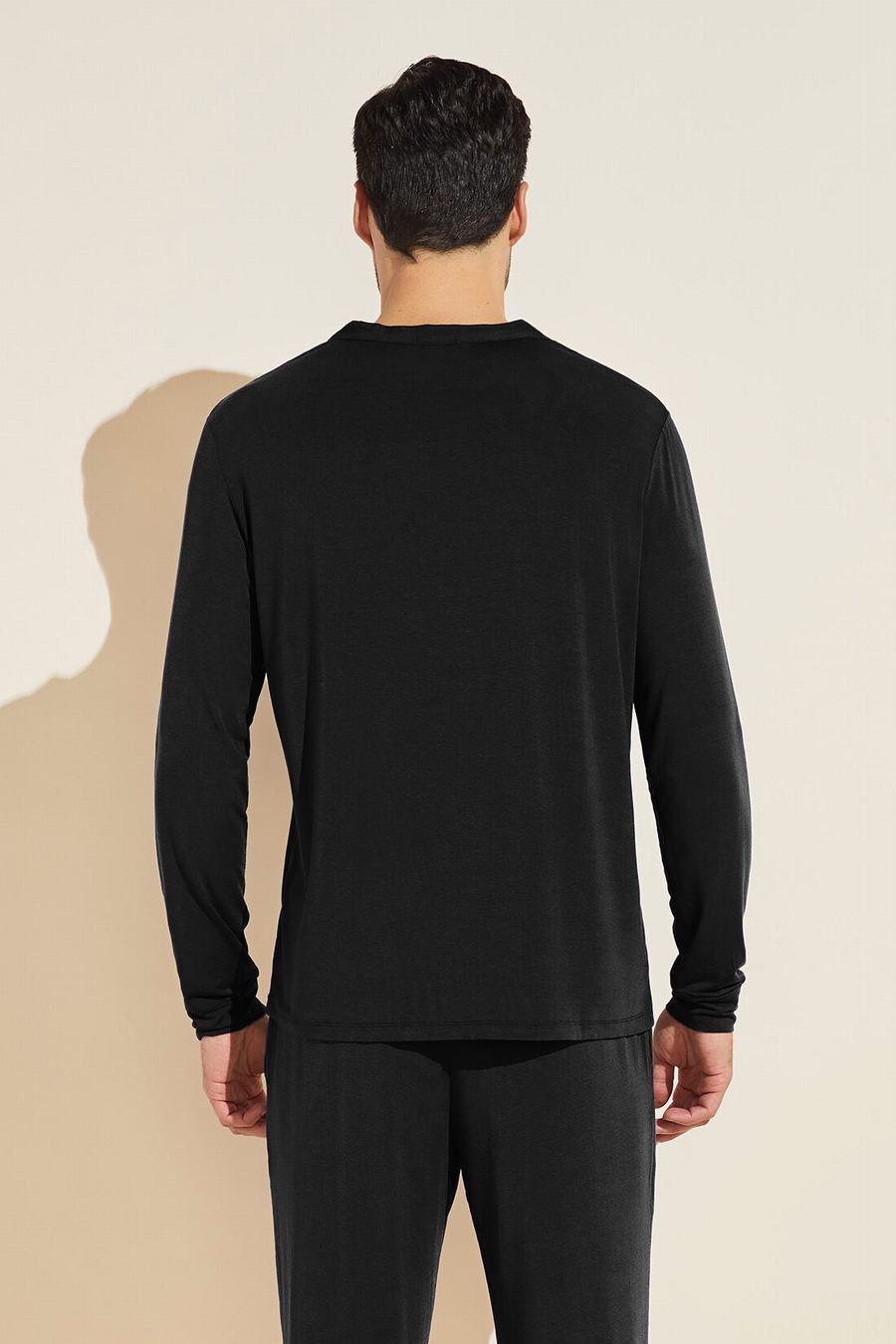 Men Eberjey Henry TENCEL™ Modal Long Sleeve Henley Tops Black | JLX230RA