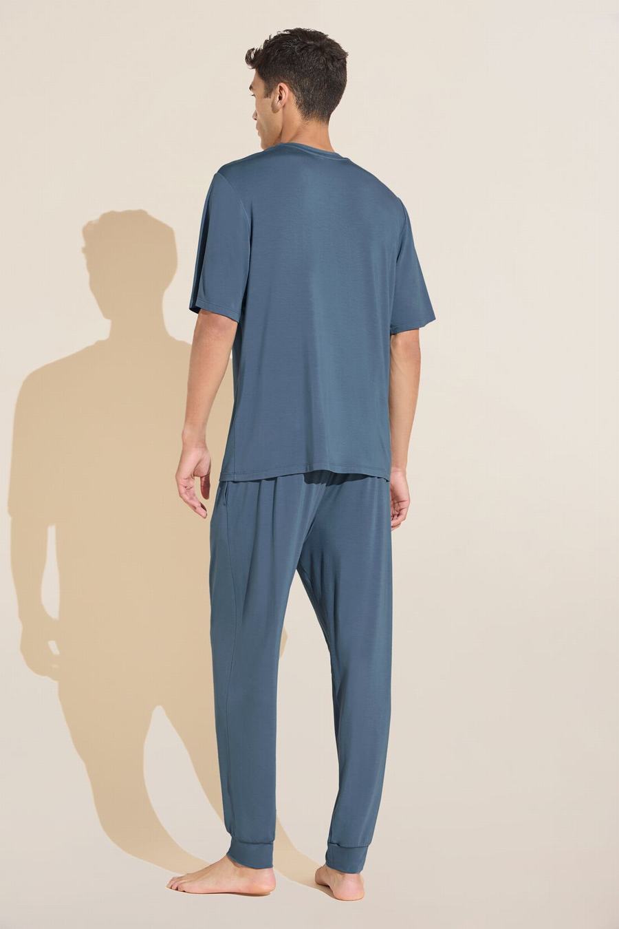 Men Eberjey Henry TENCEL™ Modal Short Sleeve & Pant PJ Set Pajamas Blue | MFL3478NE