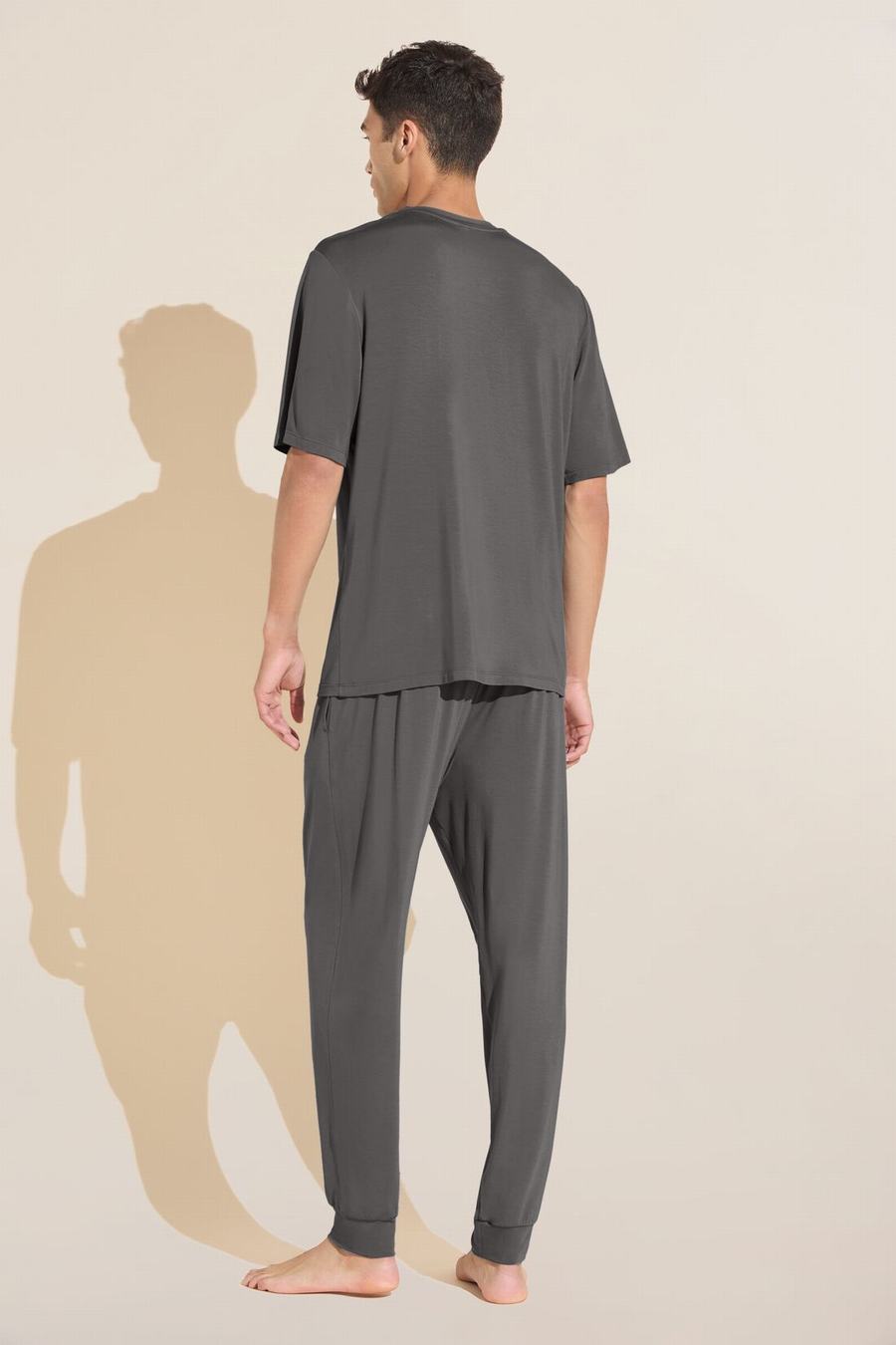 Men Eberjey Henry TENCEL™ Modal Short Sleeve & Pant PJ Set Pajamas Grey | XZQ97100QL