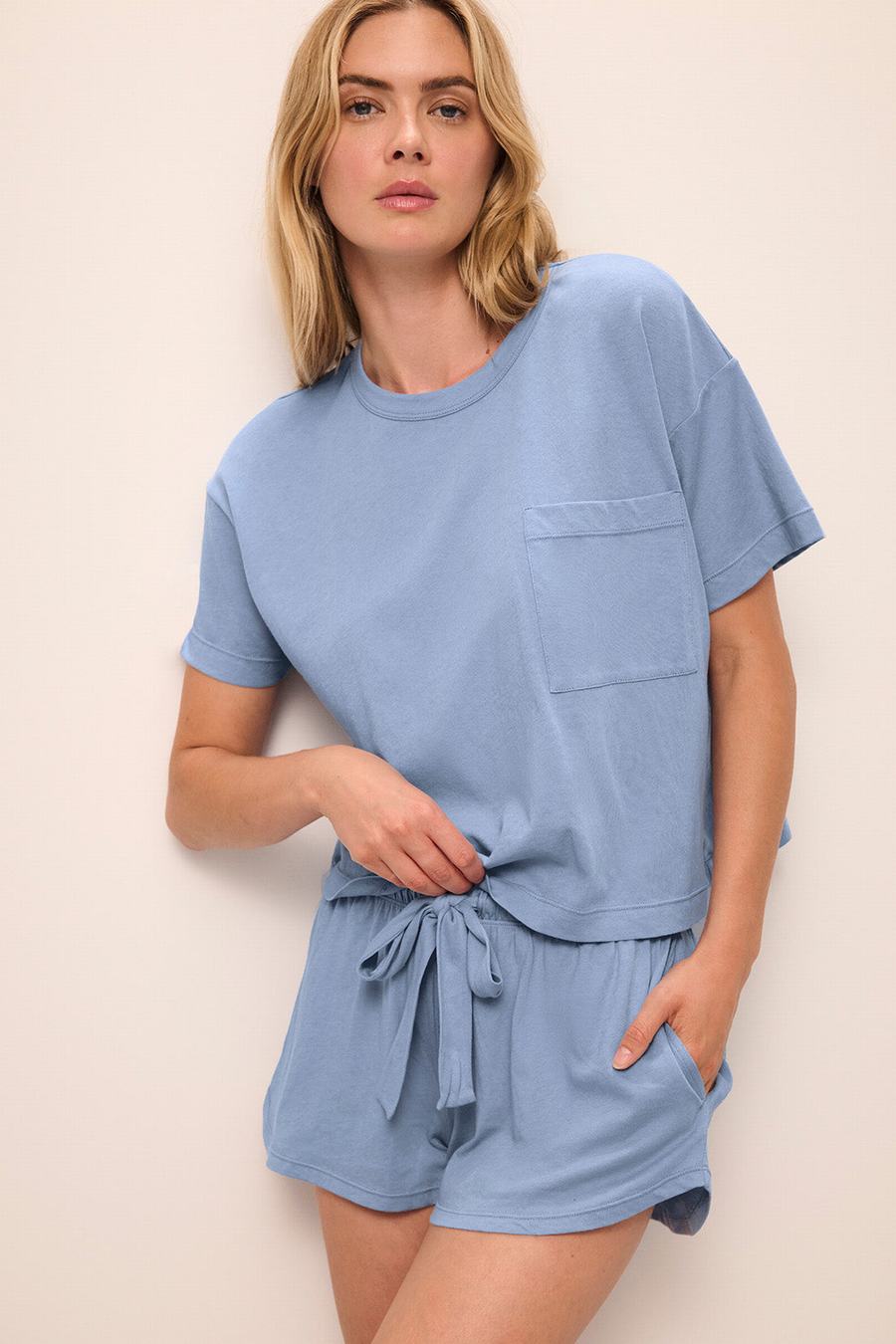 Women Eberjey Aloe Cotton Short Sleeve T-Shirt Blue | YPI3127HF