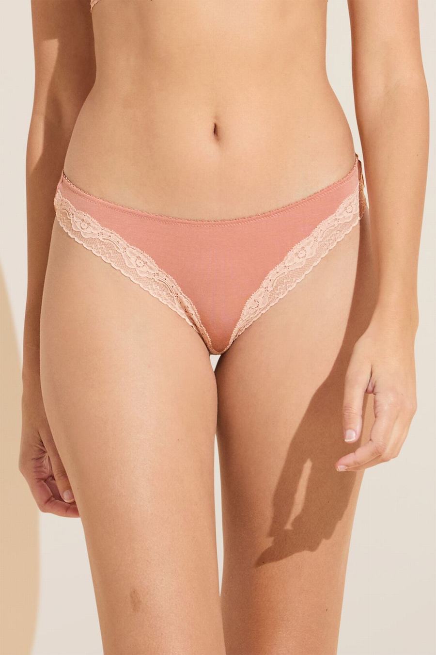 Women Eberjey Flora TENCEL™ Modal Thong Panty Pink Dark Red Rose | TDT2120XB