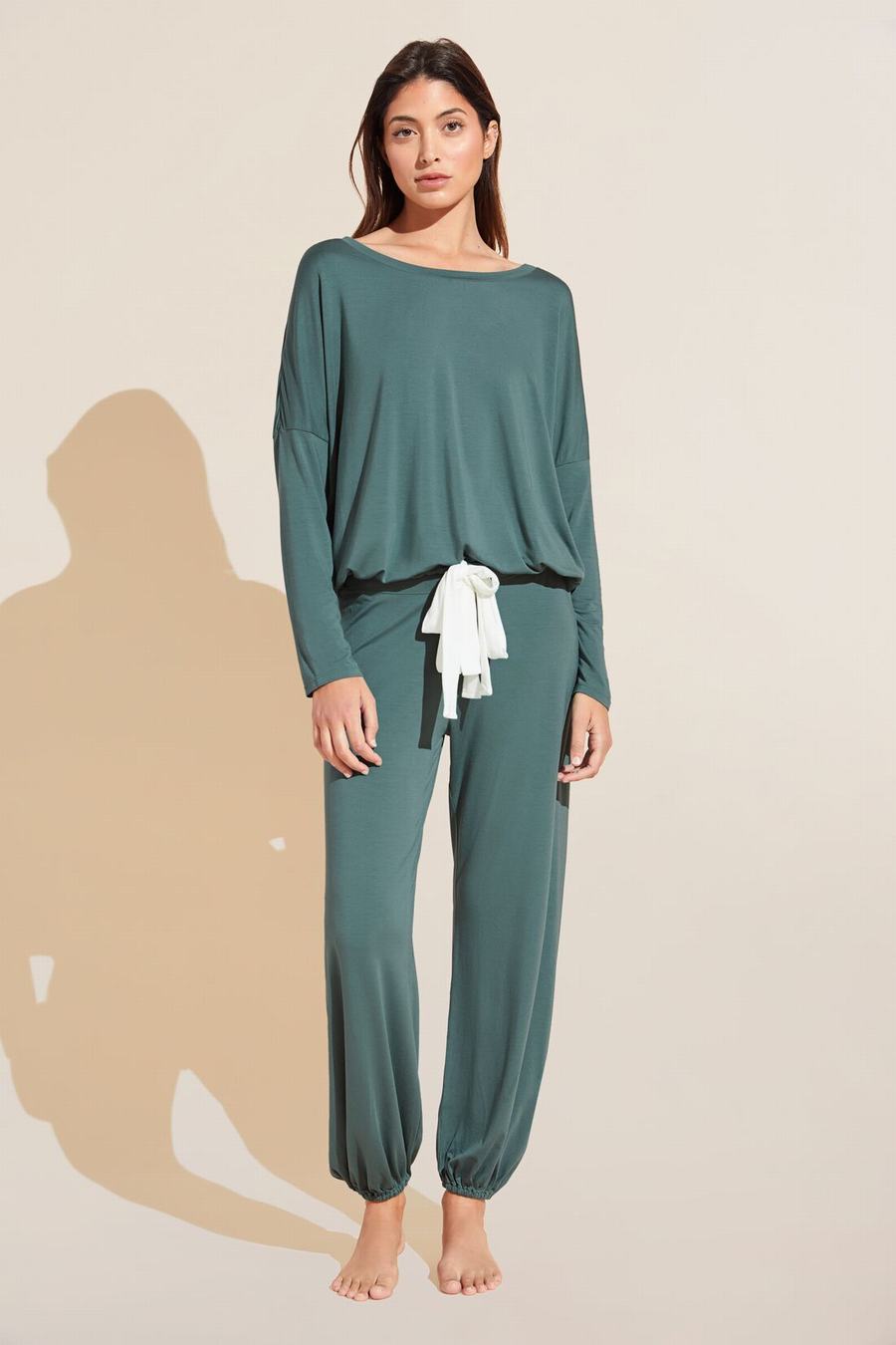 Women Eberjey Gisele TENCEL™ Modal Slouchy Set Pajamas Dark Green | BPO4522PM