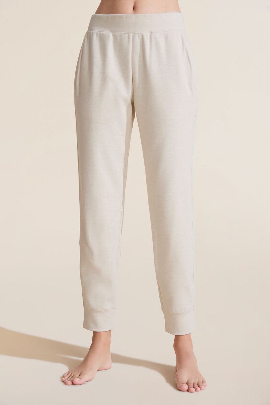 Women Eberjey Luxe Sweats Jogger Sweatpants White | IJI3160DT