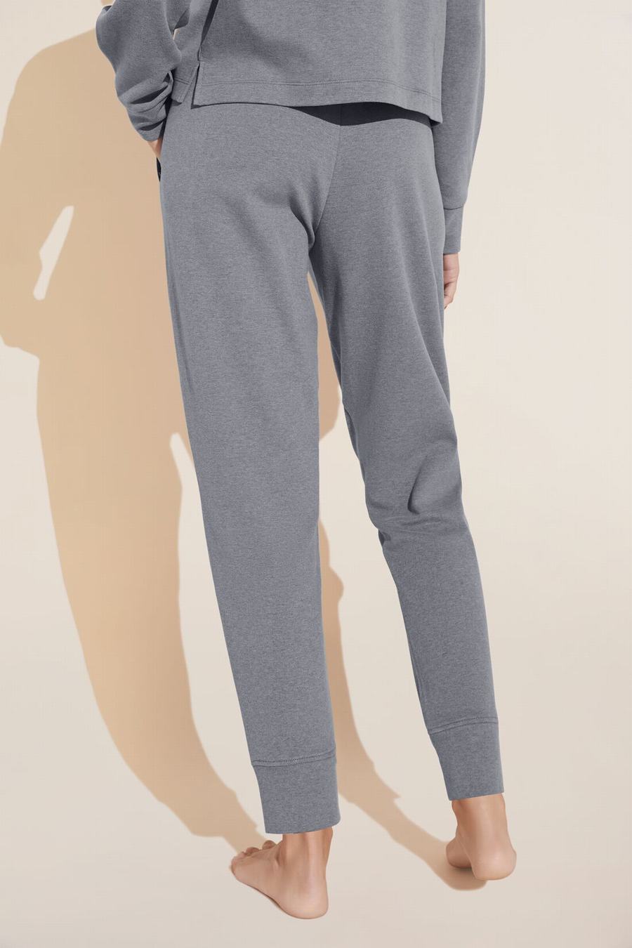 Women Eberjey Luxe Sweats Jogger Sweatpants Dark Grey | VWX549HR