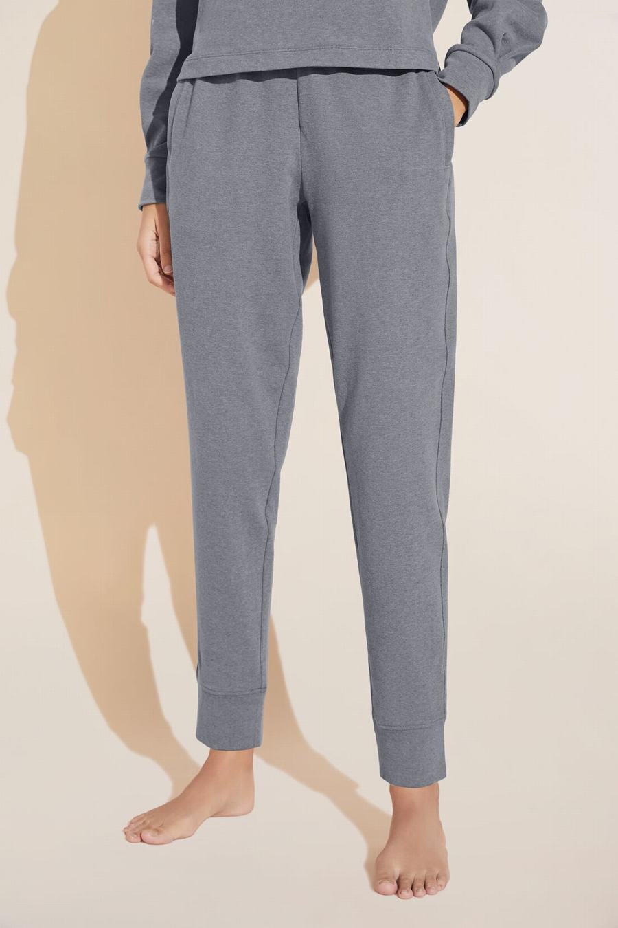 Women Eberjey Luxe Sweats Jogger Sweatpants Dark Grey | VWX549HR