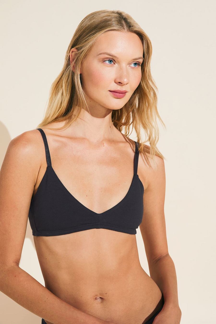 Women Eberjey Pima Stretch Cotton Bralettes Black | FNG3743JD