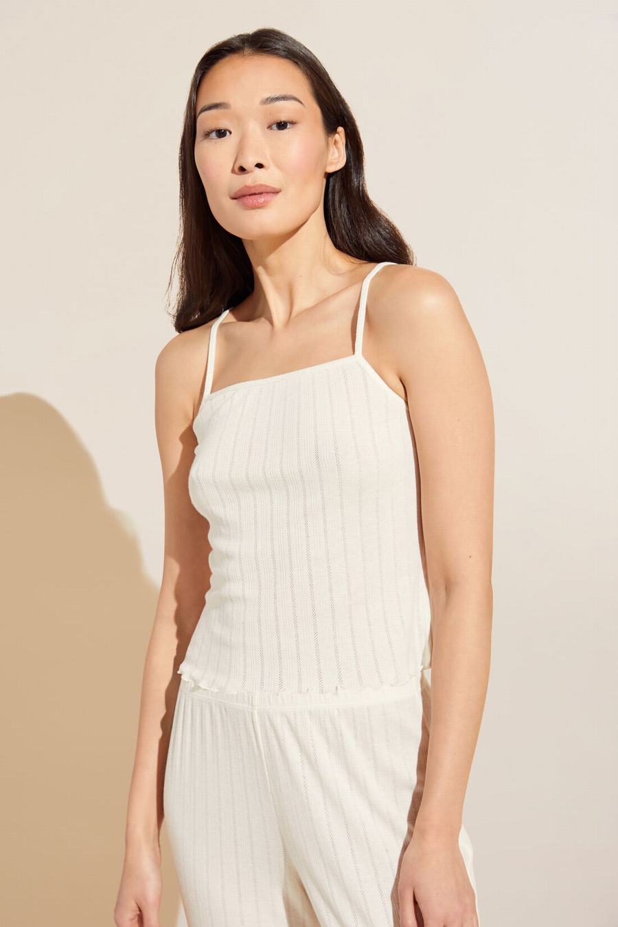 Women Eberjey Pointelle Cami Tank Top White | LBN6980JW