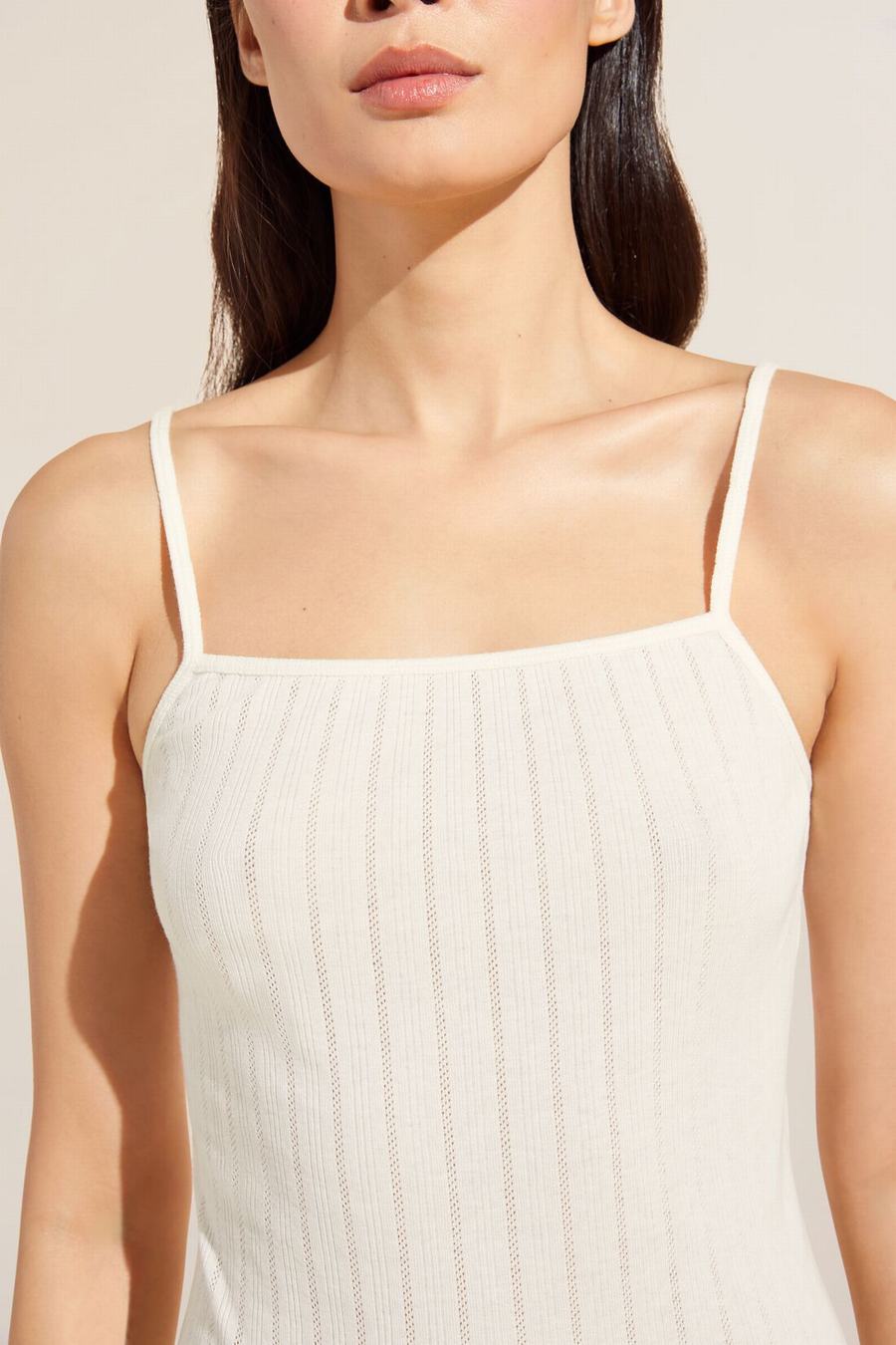 Women Eberjey Pointelle Cami Tank Top White | LBN6980JW