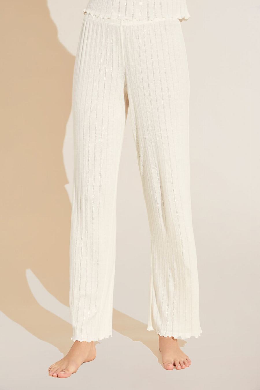 Women Eberjey Pointelle Pants White | CQH4093MN