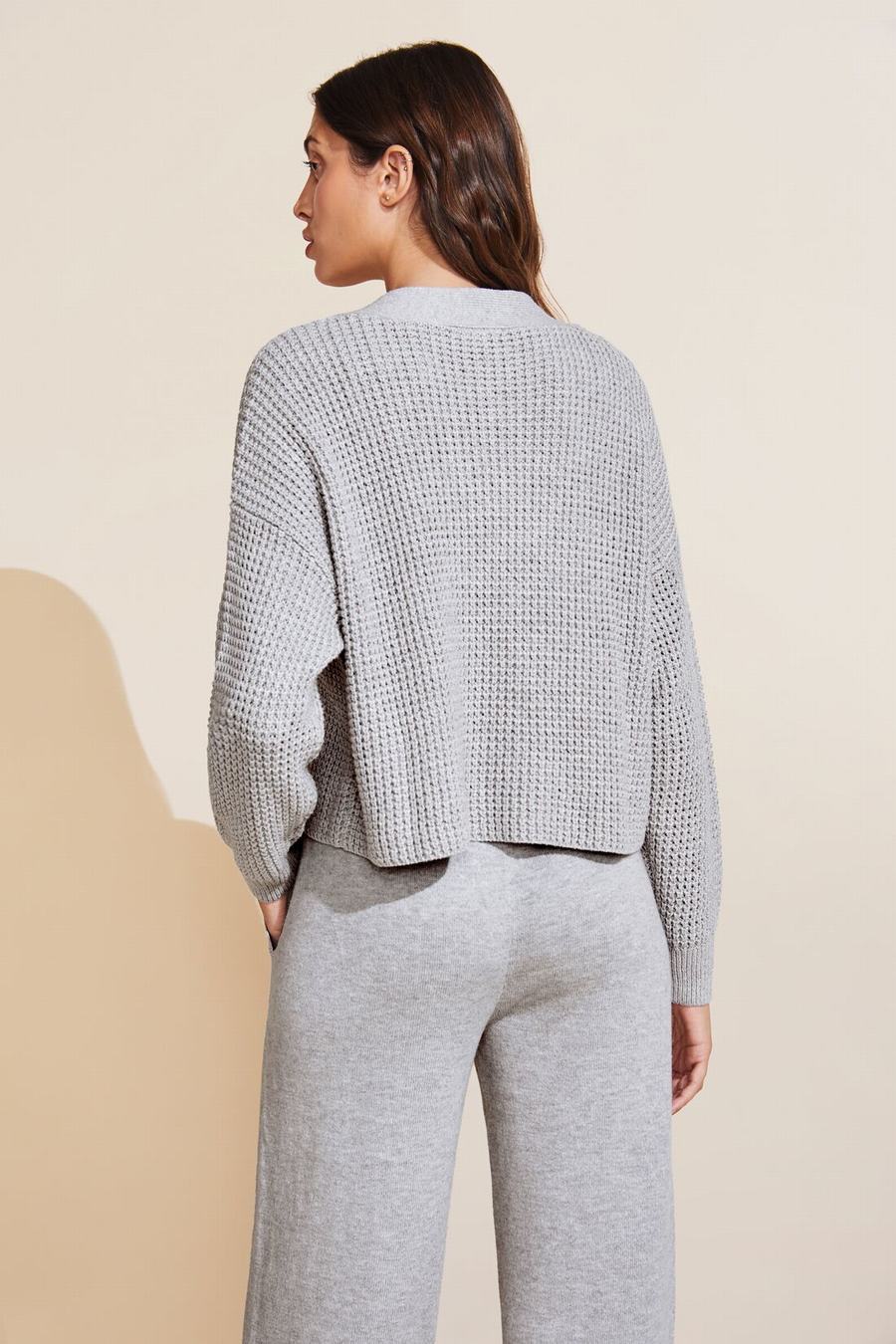 Women Eberjey Recycled Sweater Cropped Cardigan Grey | VNU5281YZ