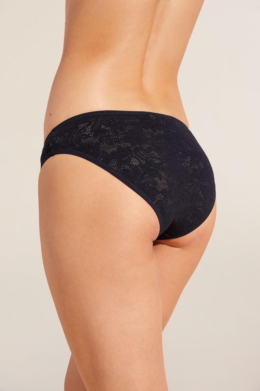 Women Eberjey Soft Stretch Recycled Lace High Leg Briefs Black | ACK5012VG