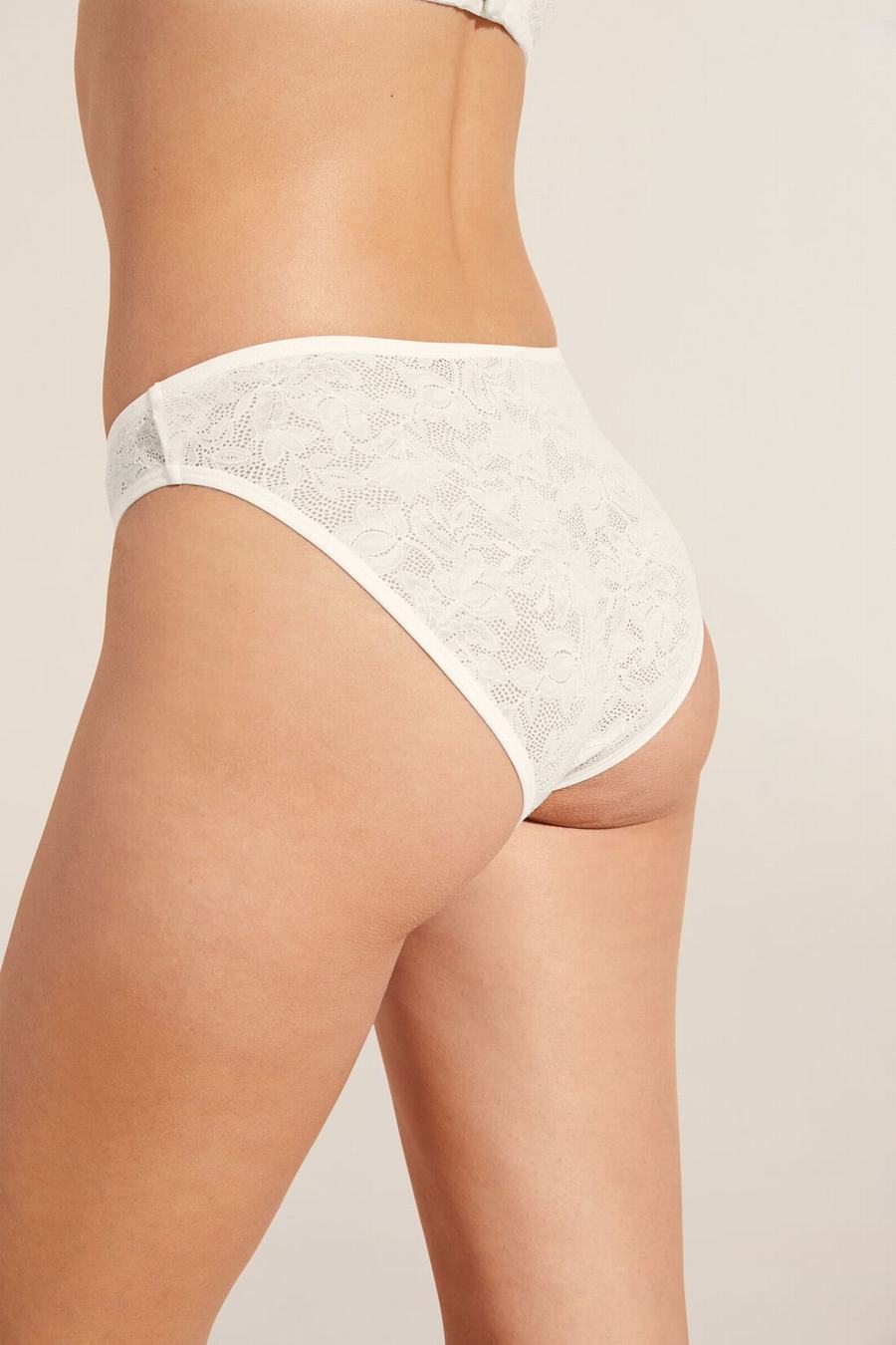 Women Eberjey Soft Stretch Recycled Lace High Leg Briefs White | EQE5192LK