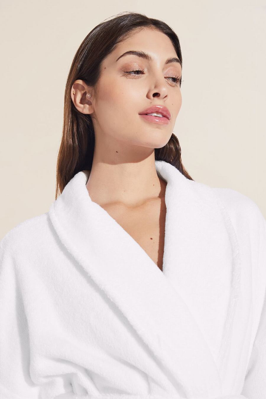 Women Eberjey Terry Gender Neutral Robe White | DDI7866NL