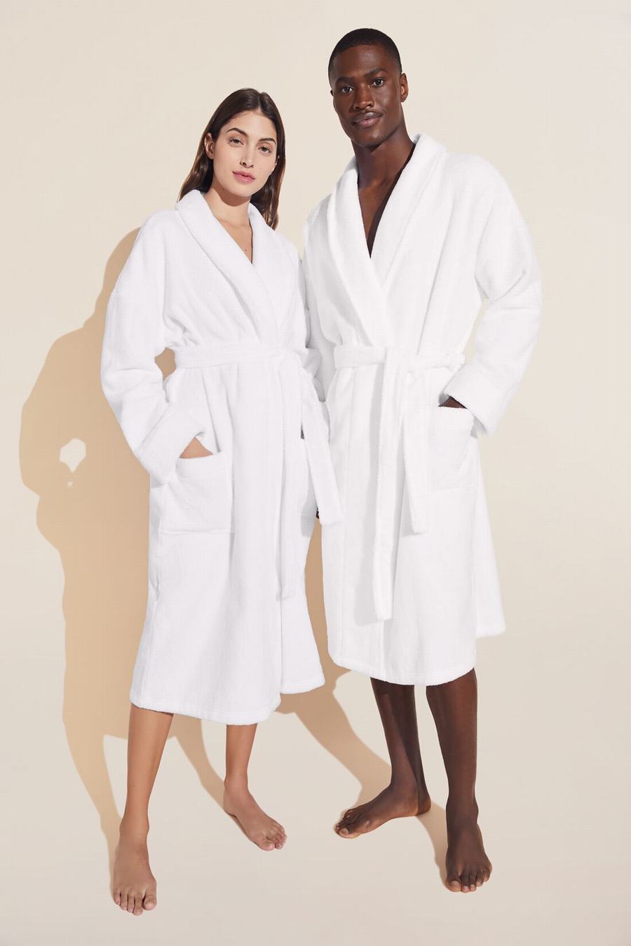 Women Eberjey Terry Gender Neutral Robe White | DDI7866NL